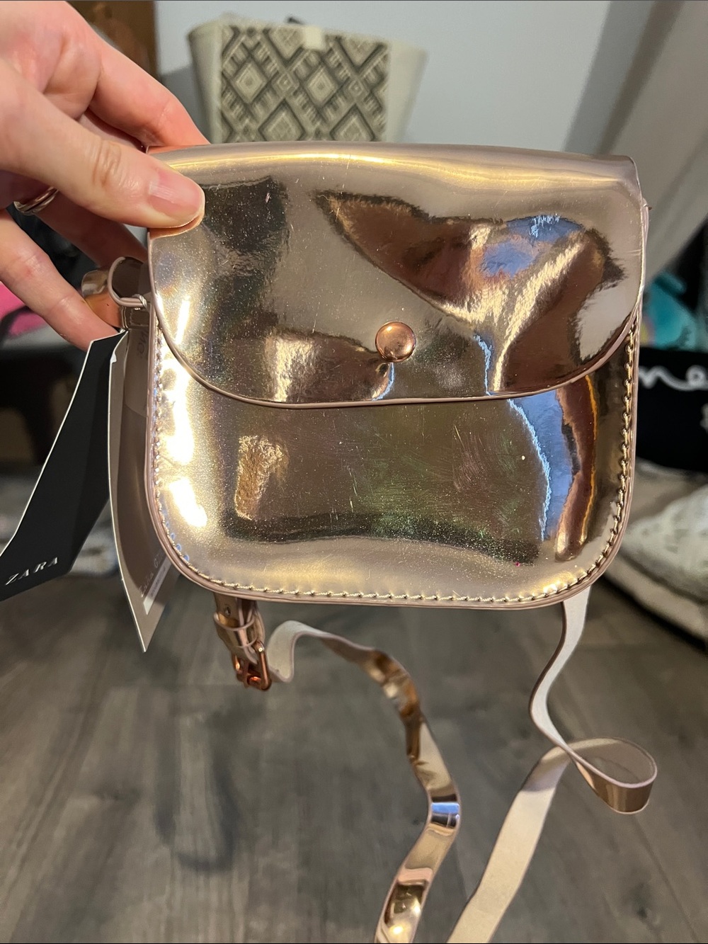 Nwt Zara girls Metallic Rose Gold Crossbody Bag